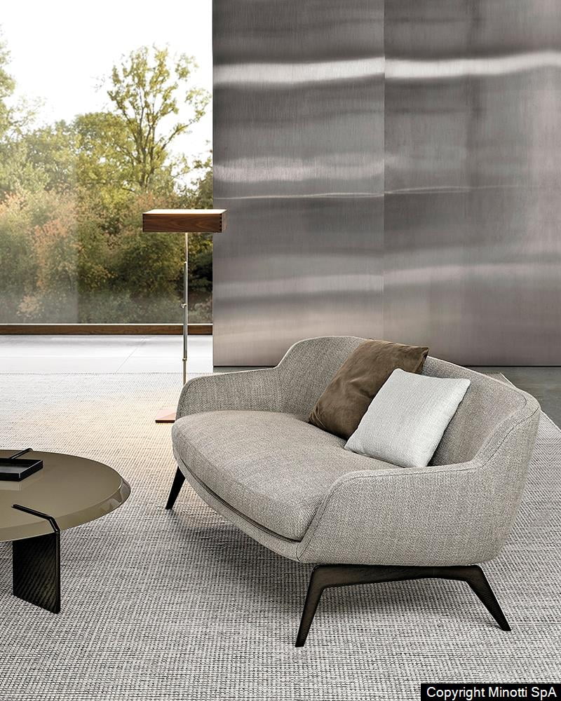 Minotti Belt bank sfeer foto interieur stof grijs