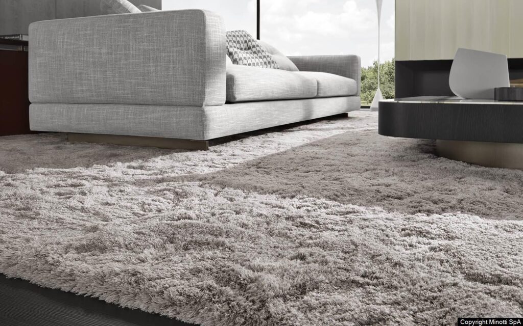 Minotti Wisp vloerkleed interieur sfeerfoto zithoek