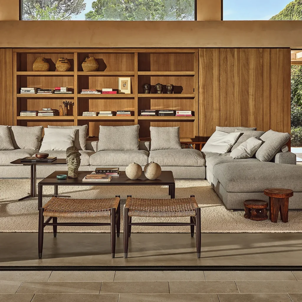 Flexform Kobo salon en side table sfeerfoto living Groundpiece sofa