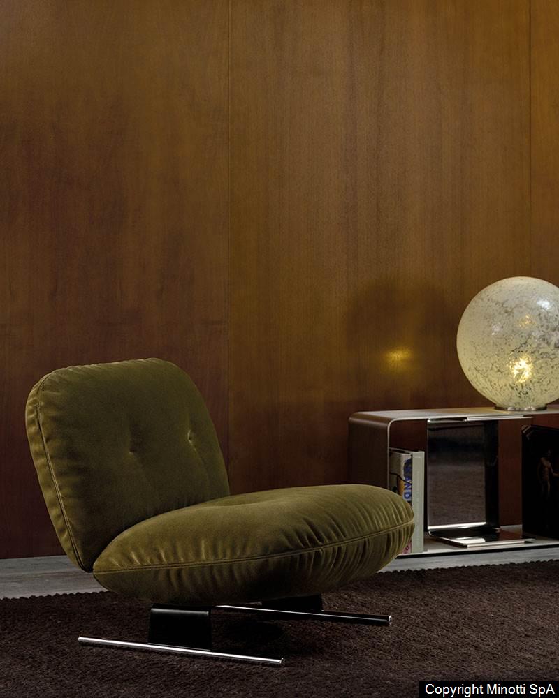 Minotti Libra fauteuil Giampiero Tagliaferri velours