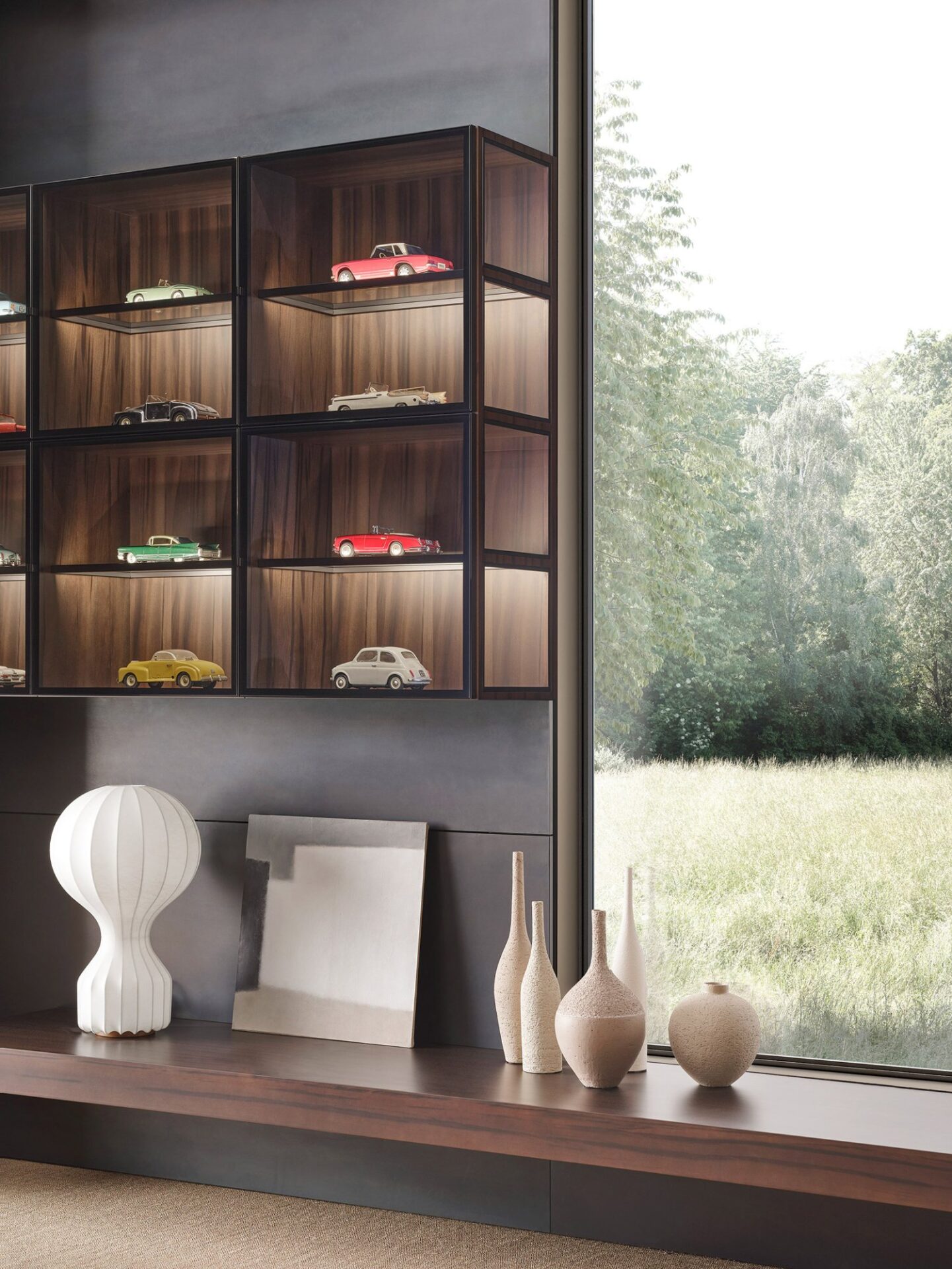 Porro Modern interieur sfeerfoto kastenwand glas en hout